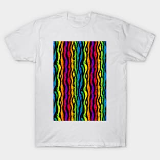 splatter rainbow zebra stripes T-Shirt